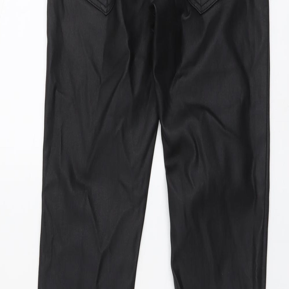 JDY Womens Black Polyester Trousers Size S L31 in Regular Button - Faux Leather Style