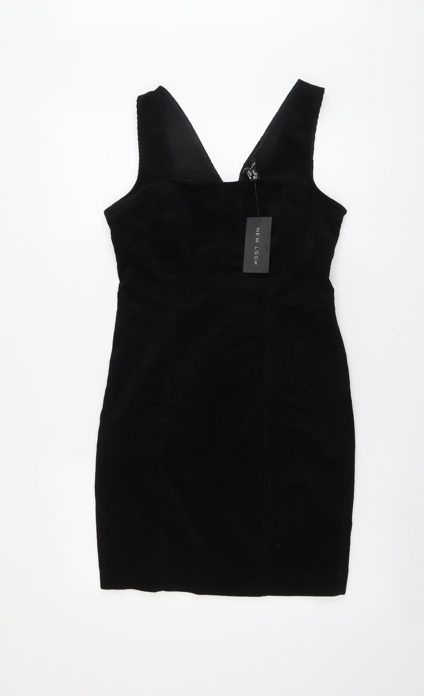 New Look Womens Black Cotton A-Line Size 10 Square Neck Zip