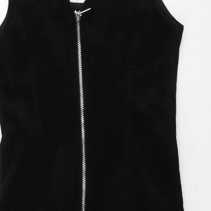 New Look Womens Black Cotton A-Line Size 10 Square Neck Zip
