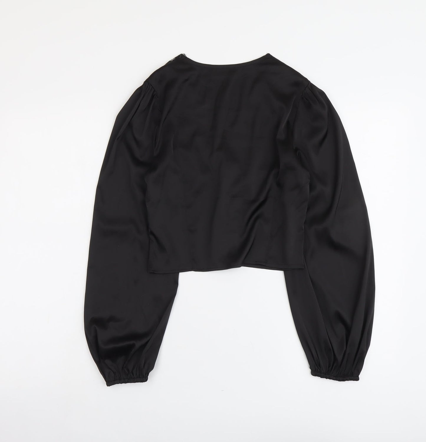 SheIn Womens Black Polyester Basic Blouse Size S V-Neck