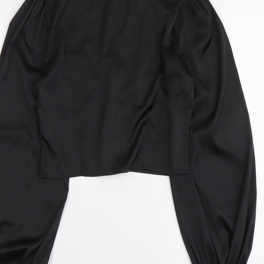 SheIn Womens Black Polyester Basic Blouse Size S V-Neck