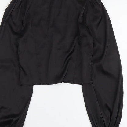 SheIn Womens Black Polyester Basic Blouse Size S V-Neck