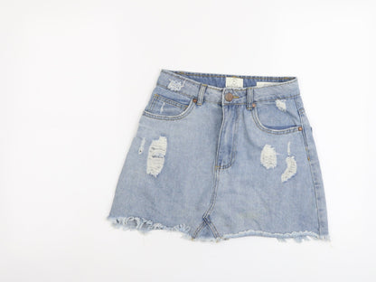 Cotton On Womens Blue Cotton Mini Skirt Size 8 Button