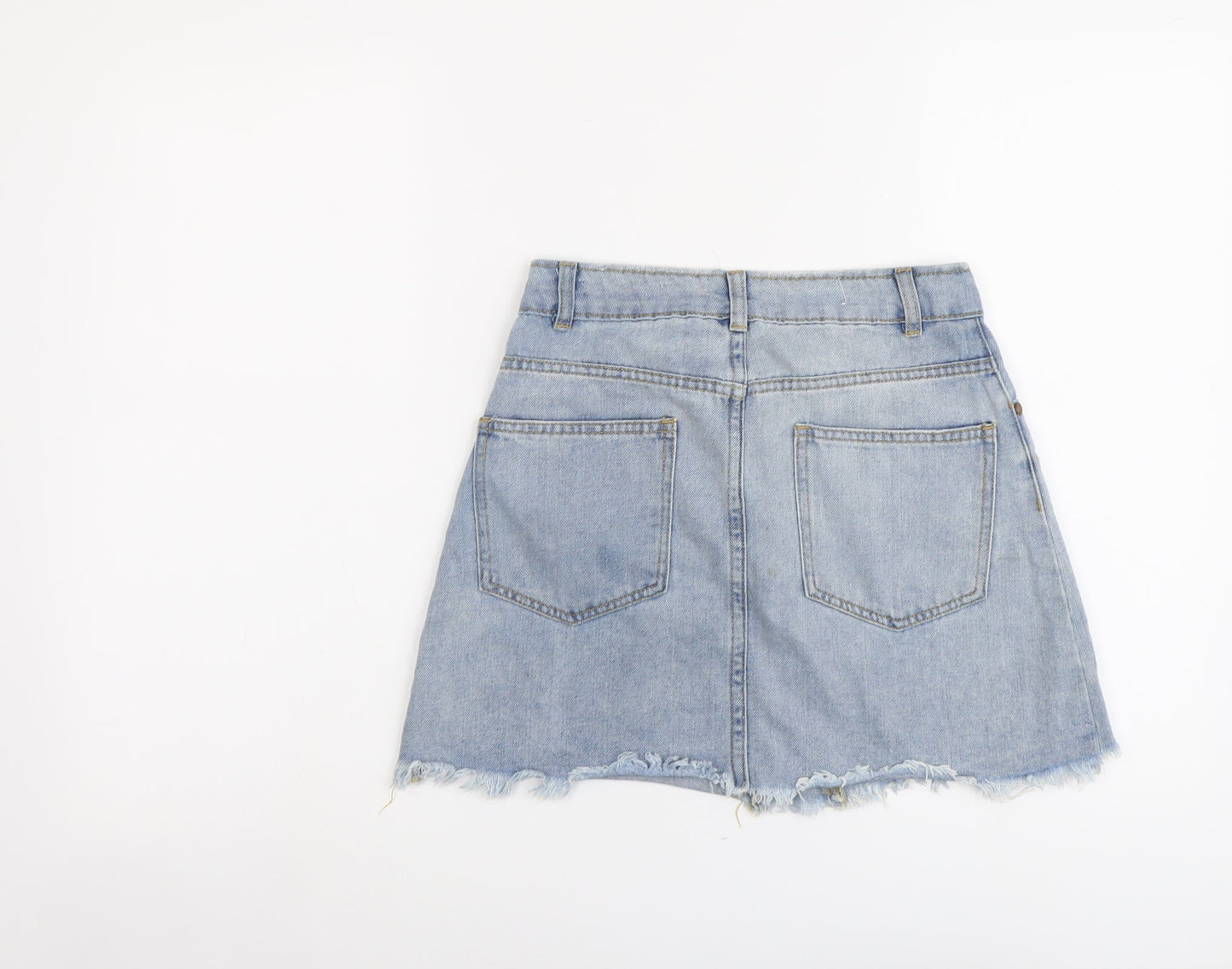 Cotton On Womens Blue Cotton Mini Skirt Size 8 Button