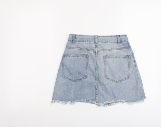 Cotton On Womens Blue Cotton Mini Skirt Size 8 Button