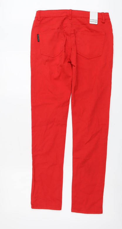 Criminal Damage Womens Red Cotton Straight Jeans Size 30 in L30 in Regular Button