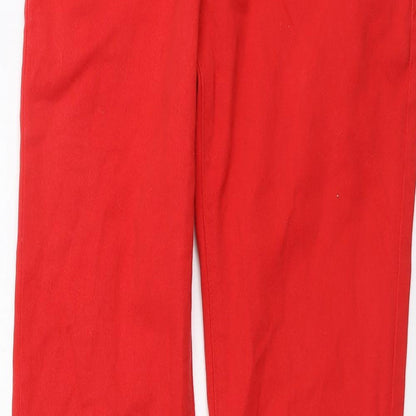 Criminal Damage Womens Red Cotton Straight Jeans Size 30 in L30 in Regular Button