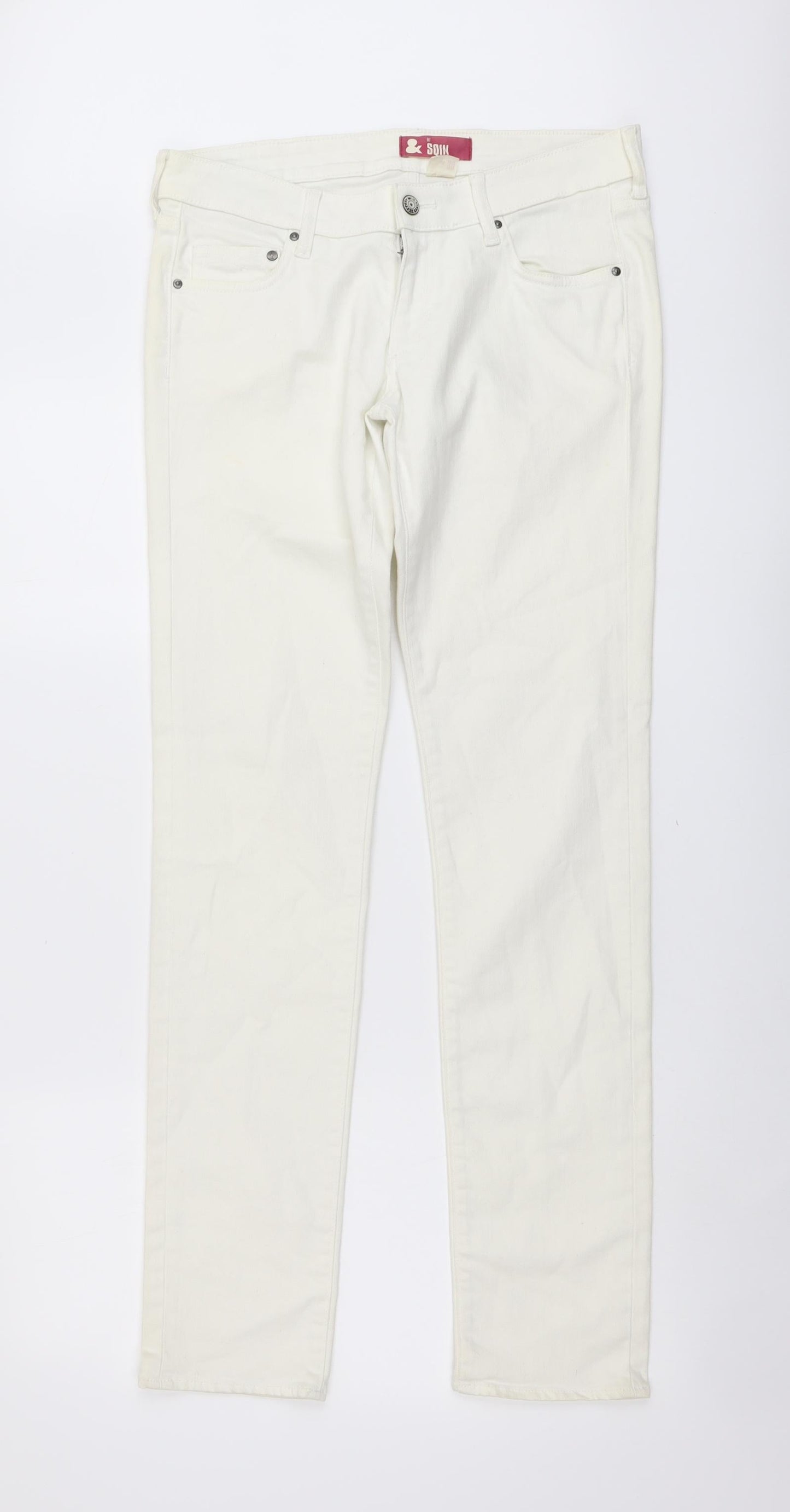 Womens UK Size 32 in SQIN Regular Fit Skinny Ivory Jeans