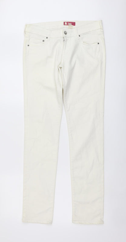 Womens UK Size 32 in SQIN Regular Fit Skinny Ivory Jeans