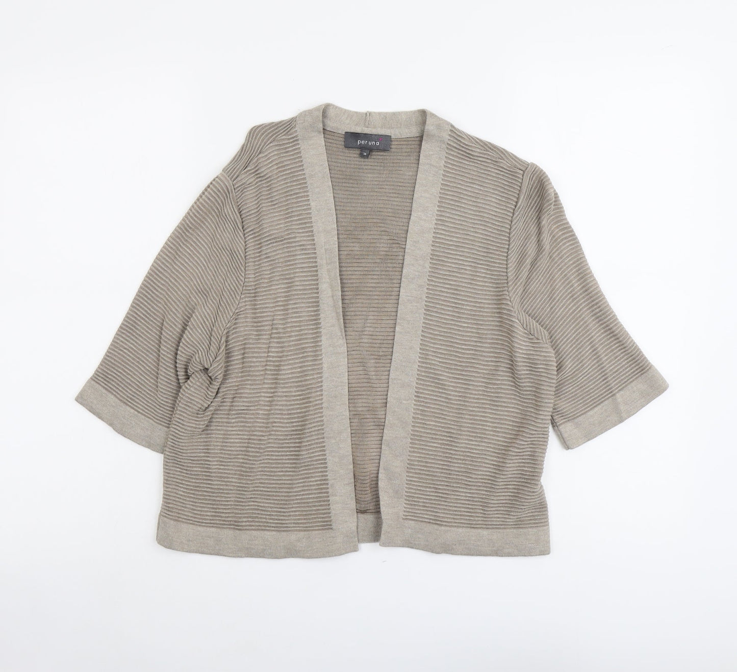 Per Una Womens Beige V-Neck Striped Viscose Cardigan Jumper Size 14
