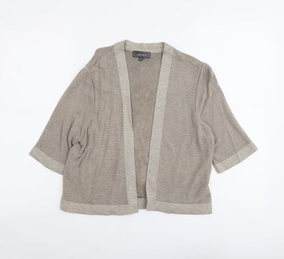 Per Una Womens Beige V-Neck Striped Viscose Cardigan Jumper Size 14
