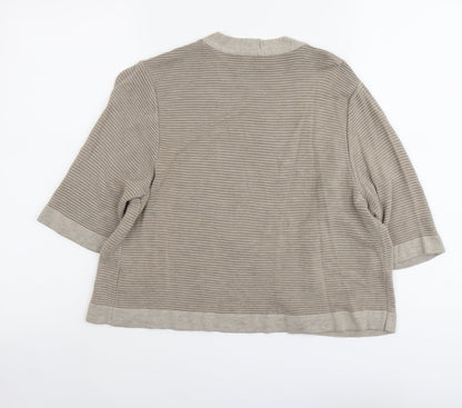 Per Una Womens Beige V-Neck Striped Viscose Cardigan Jumper Size 14