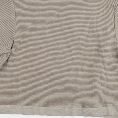 Per Una Womens Beige V-Neck Striped Viscose Cardigan Jumper Size 14