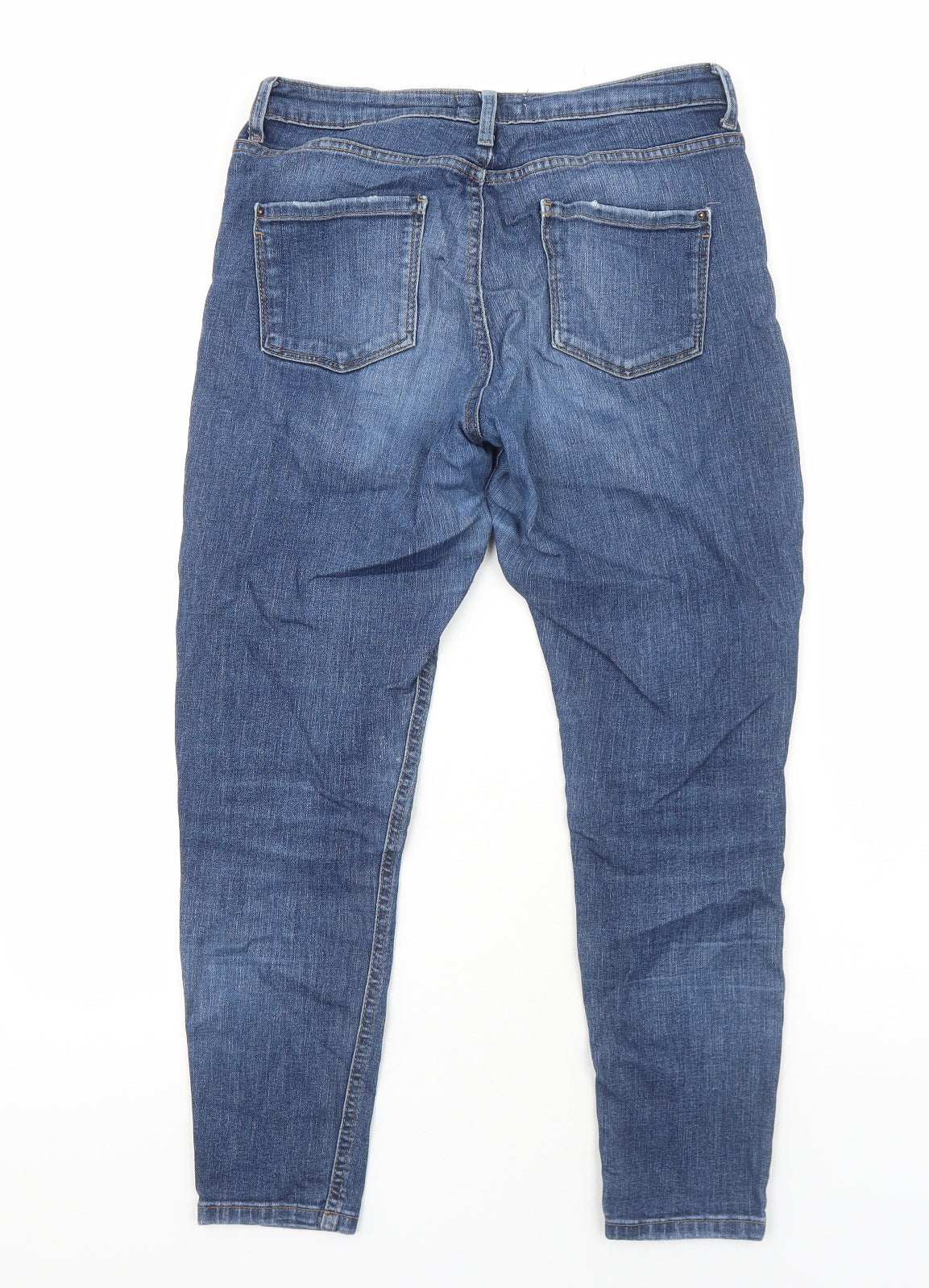 Dorothy Perkins Womens Blue Cotton Skinny Jeans Size 10 Regular Zip - Open Knee