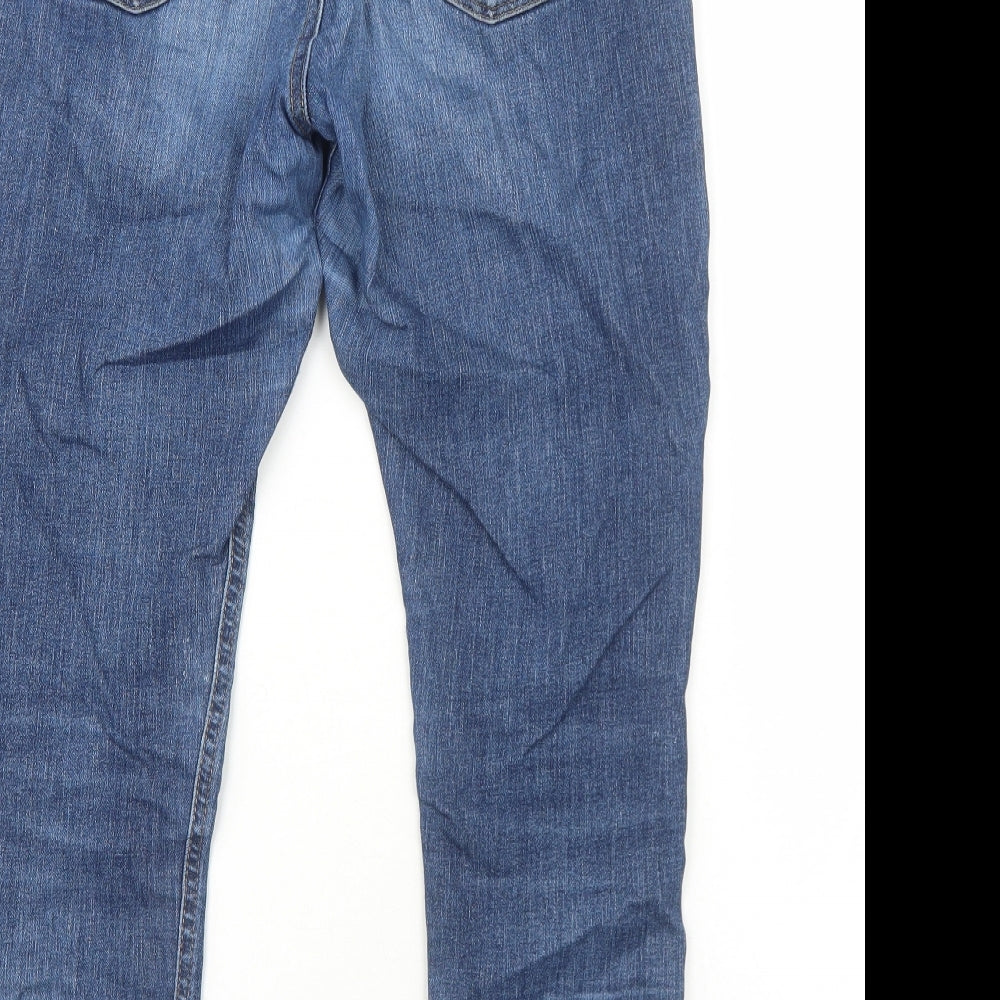 Dorothy Perkins Womens Blue Cotton Skinny Jeans Size 10 Regular Zip - Open Knee