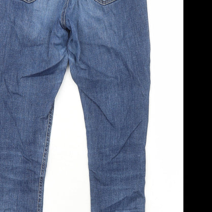 Dorothy Perkins Womens Blue Cotton Skinny Jeans Size 10 Regular Zip - Open Knee