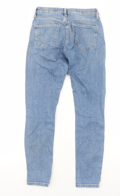 Topshop Womens Blue Cotton Tapered Jeans Size 4 L32 in Regular Zip