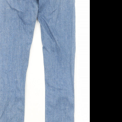 Topshop Womens Blue Cotton Tapered Jeans Size 4 L32 in Regular Zip