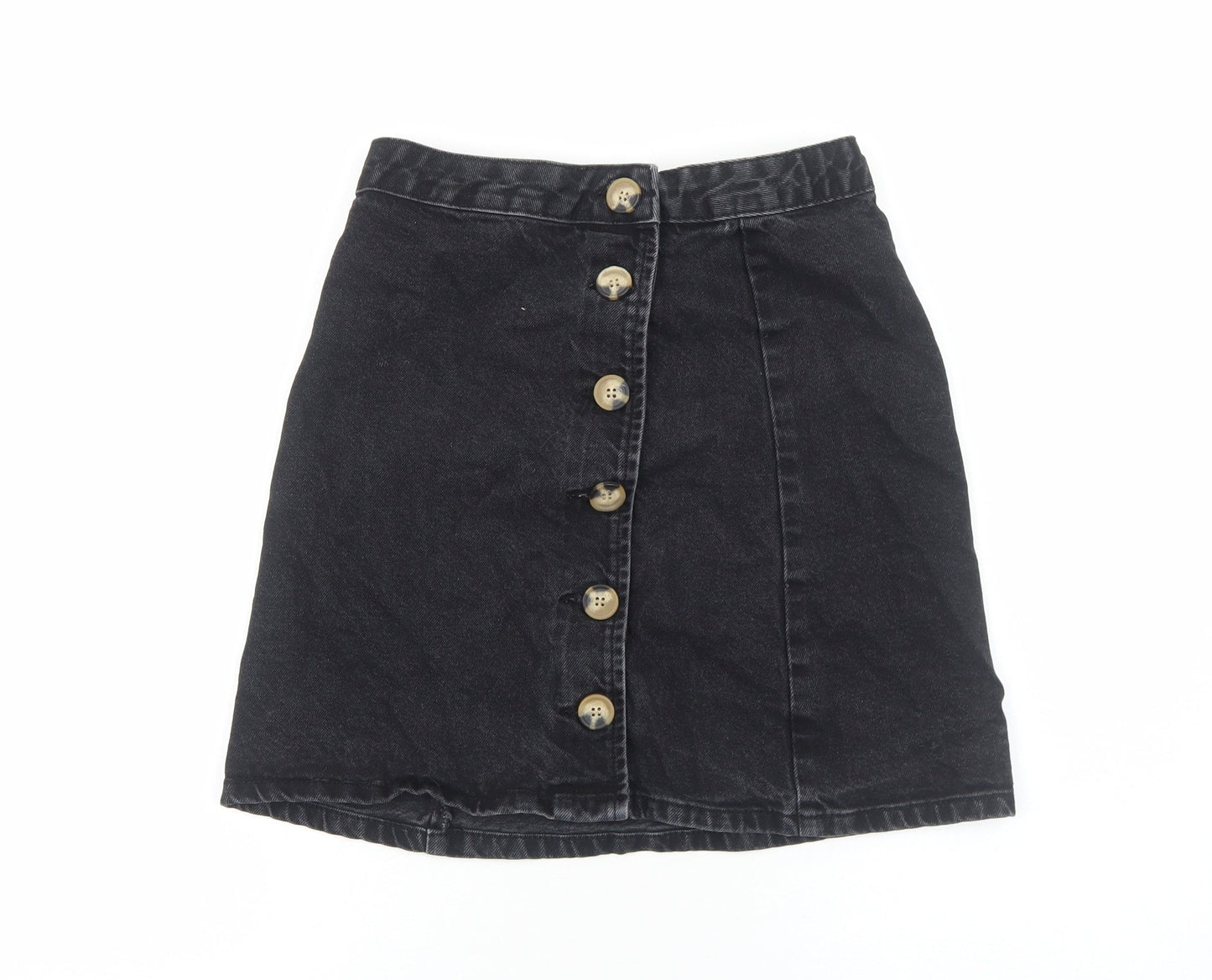 ASOS Womens Black Cotton Straight & Pencil Skirt Size 6 Button