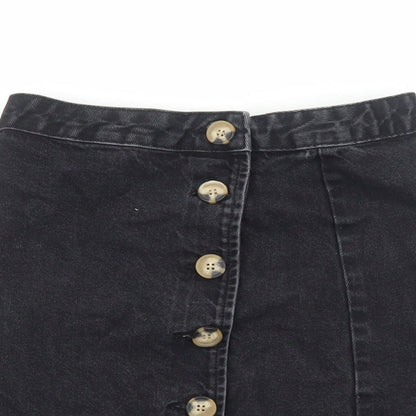 ASOS Womens Black Cotton Straight & Pencil Skirt Size 6 Button
