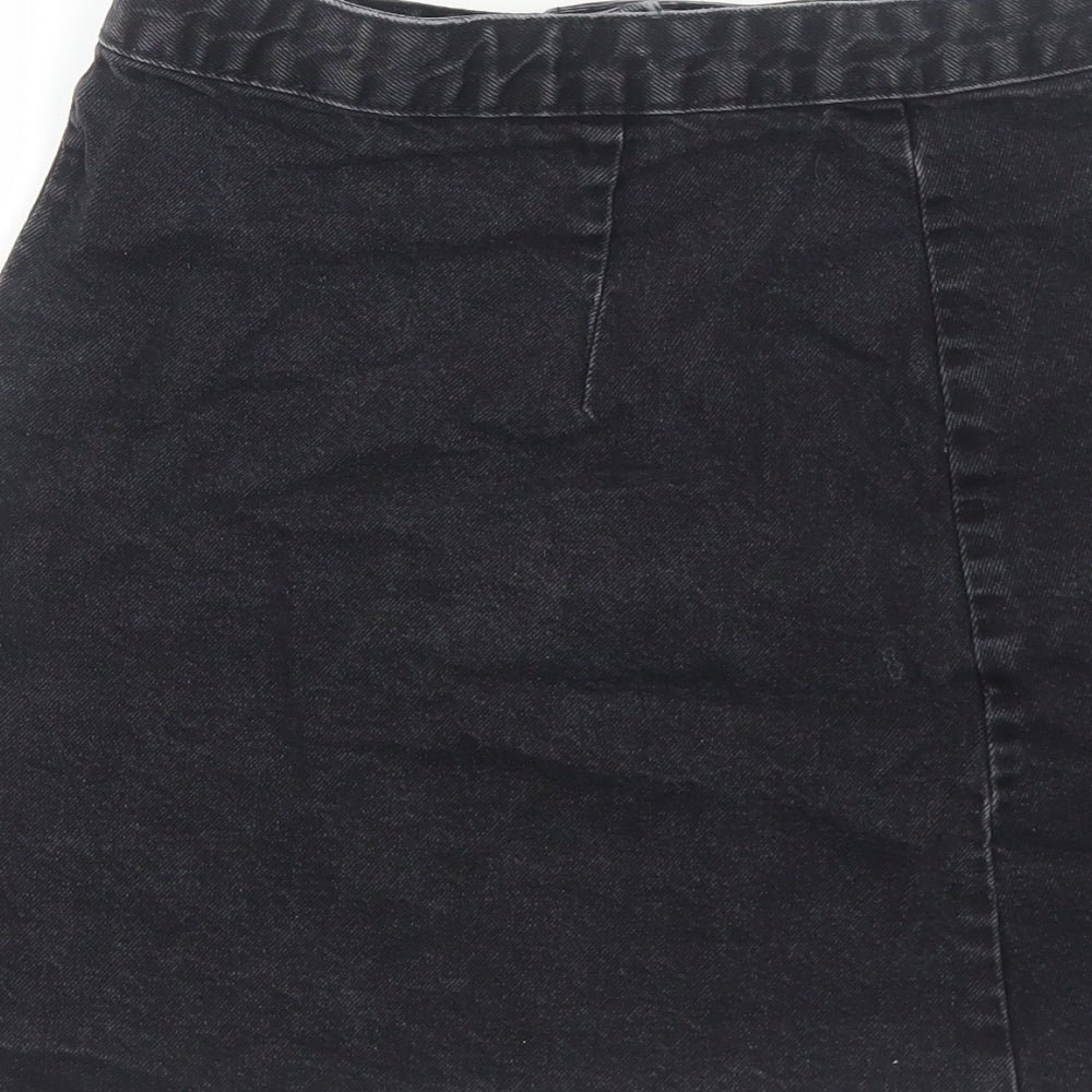 ASOS Womens Black Cotton Straight & Pencil Skirt Size 6 Button