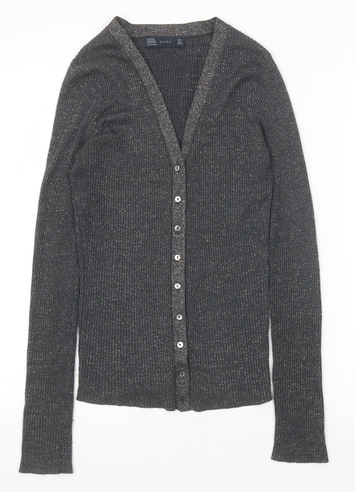 Womens UK Size S Zara Grey Cardigan Jumper