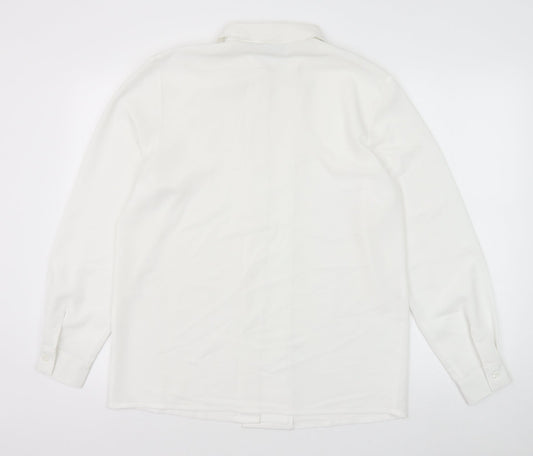 C&A Womens White Polyester Basic Button-Up Size 12 Collared