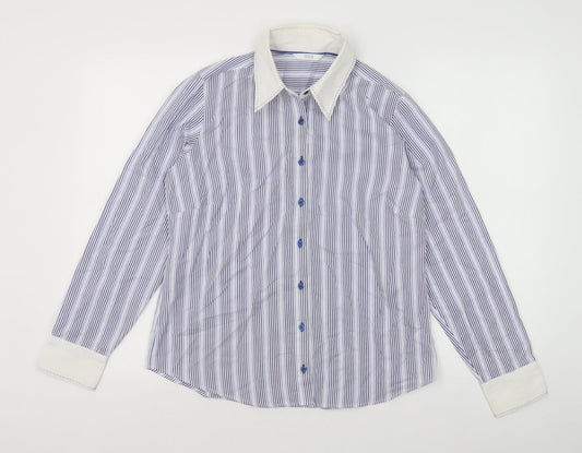 Womens UK Size 12 Marks and Spencer Blue Basic Button-Up