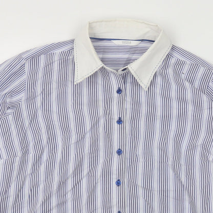 Womens UK Size 12 Marks and Spencer Blue Basic Button-Up