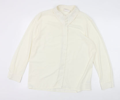 Richards Womens White Polyester Basic Button-Up Size 14 Collared