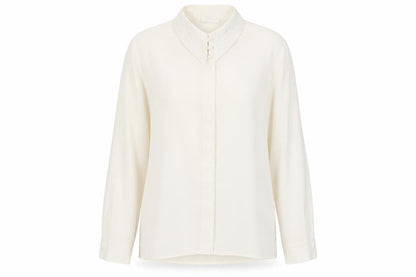 Richards Womens White Polyester Basic Button-Up Size 14 Collared