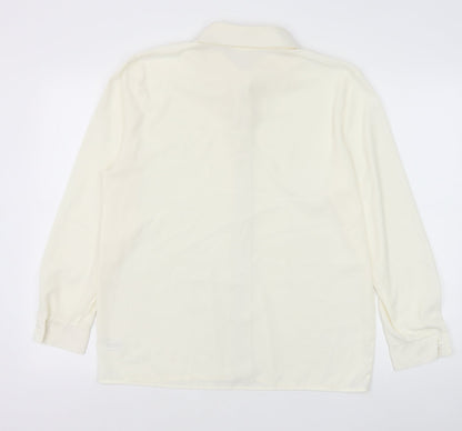 Richards Womens White Polyester Basic Button-Up Size 14 Collared