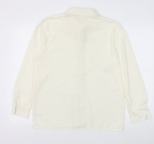 Richards Womens White Polyester Basic Button-Up Size 14 Collared