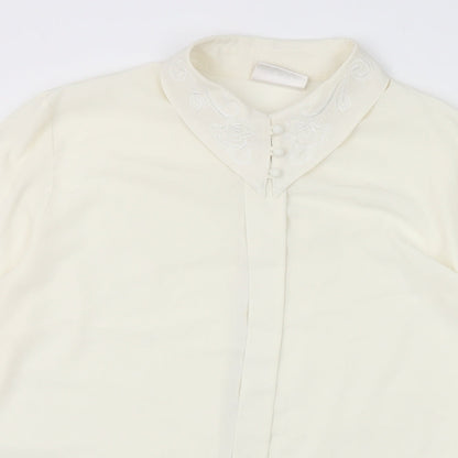 Richards Womens White Polyester Basic Button-Up Size 14 Collared