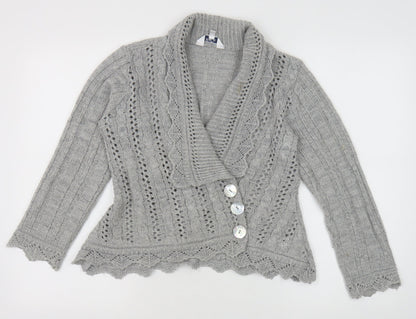 Womens UK Size M M&Co Grey Cardigan Jumper