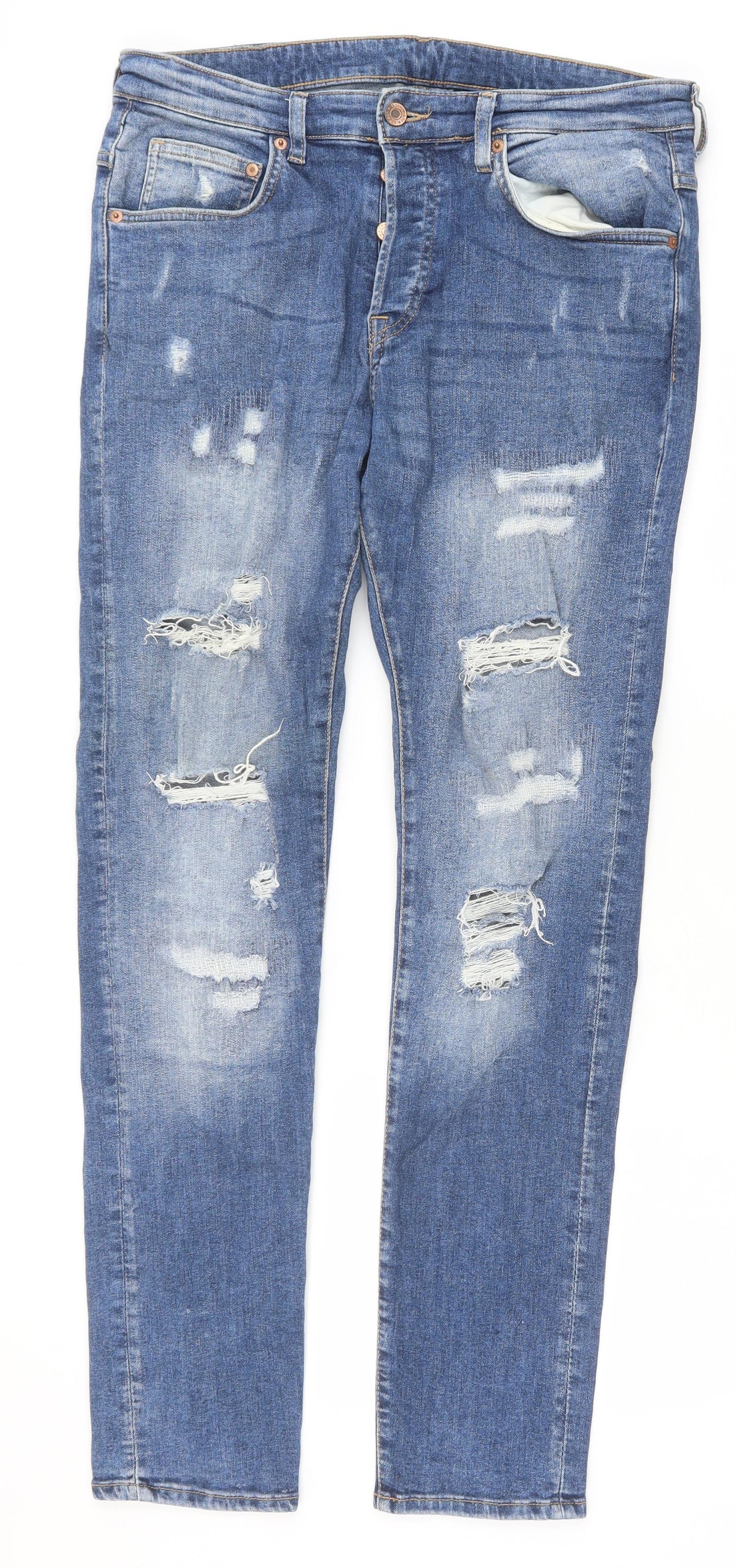 Womens UK Size 34 in H&M Slim Fit Skinny Blue Jeans