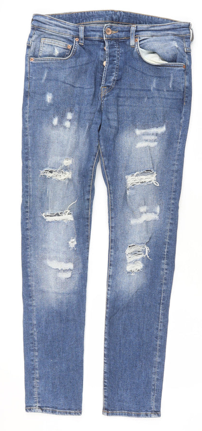 Womens UK Size 34 in H&M Slim Fit Skinny Blue Jeans