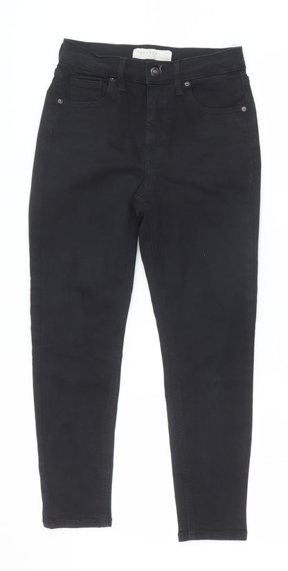 Topshop Womens Black Cotton Skinny Jeans Size 26 in Regular Zip