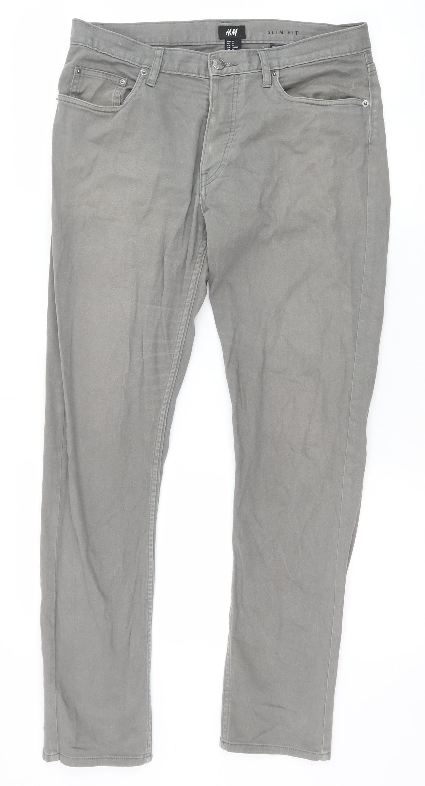 Womens UK Size 29 in H&M Slim Fit Straight Grey Jeans
