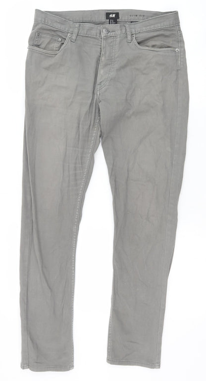 Womens UK Size 29 in H&M Slim Fit Straight Grey Jeans