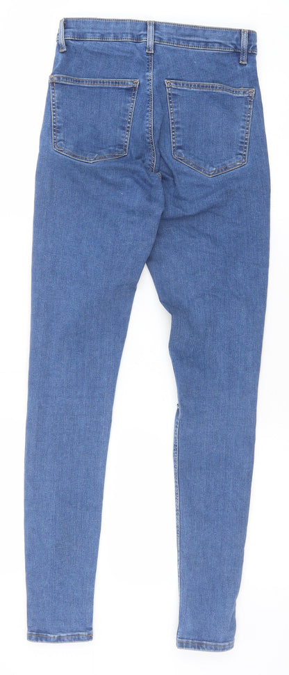 Topshop Womens Blue Cotton Skinny Jeans Size 28 in Slim Zip