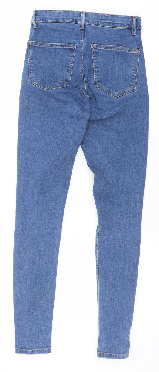 Topshop Womens Blue Cotton Skinny Jeans Size 28 in Slim Zip