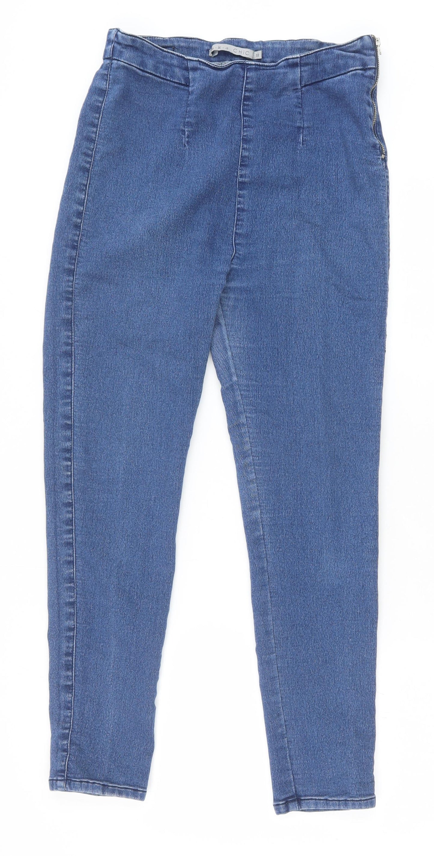 a.k.a CHIC Womens Blue Cotton Skinny Jeans Size 32 in Slim Zip