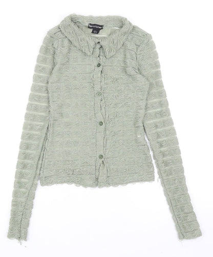 Womens UK Size 4 PRETTYLITTLETHING Green Basic Button-Up