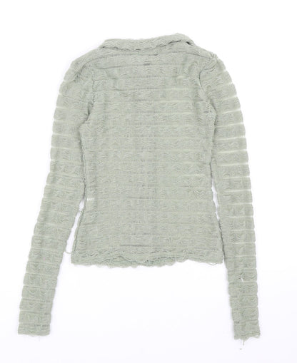 Womens UK Size 4 PRETTYLITTLETHING Green Basic Button-Up