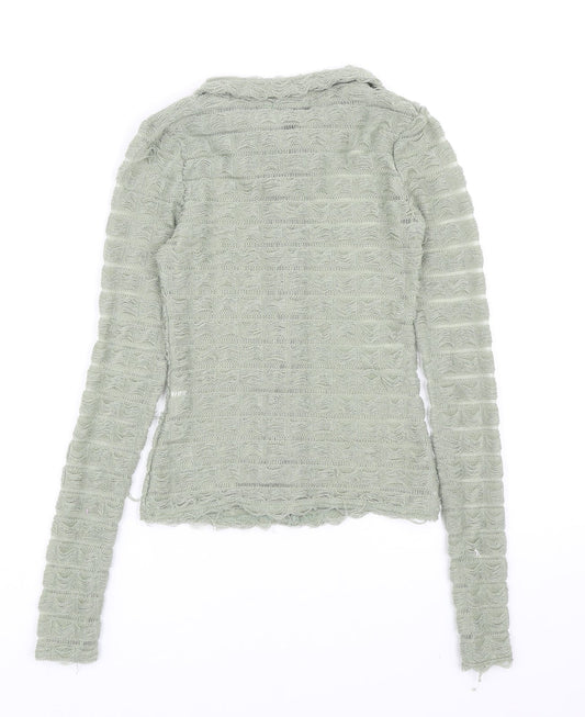 Womens UK Size 4 PRETTYLITTLETHING Green Basic Button-Up