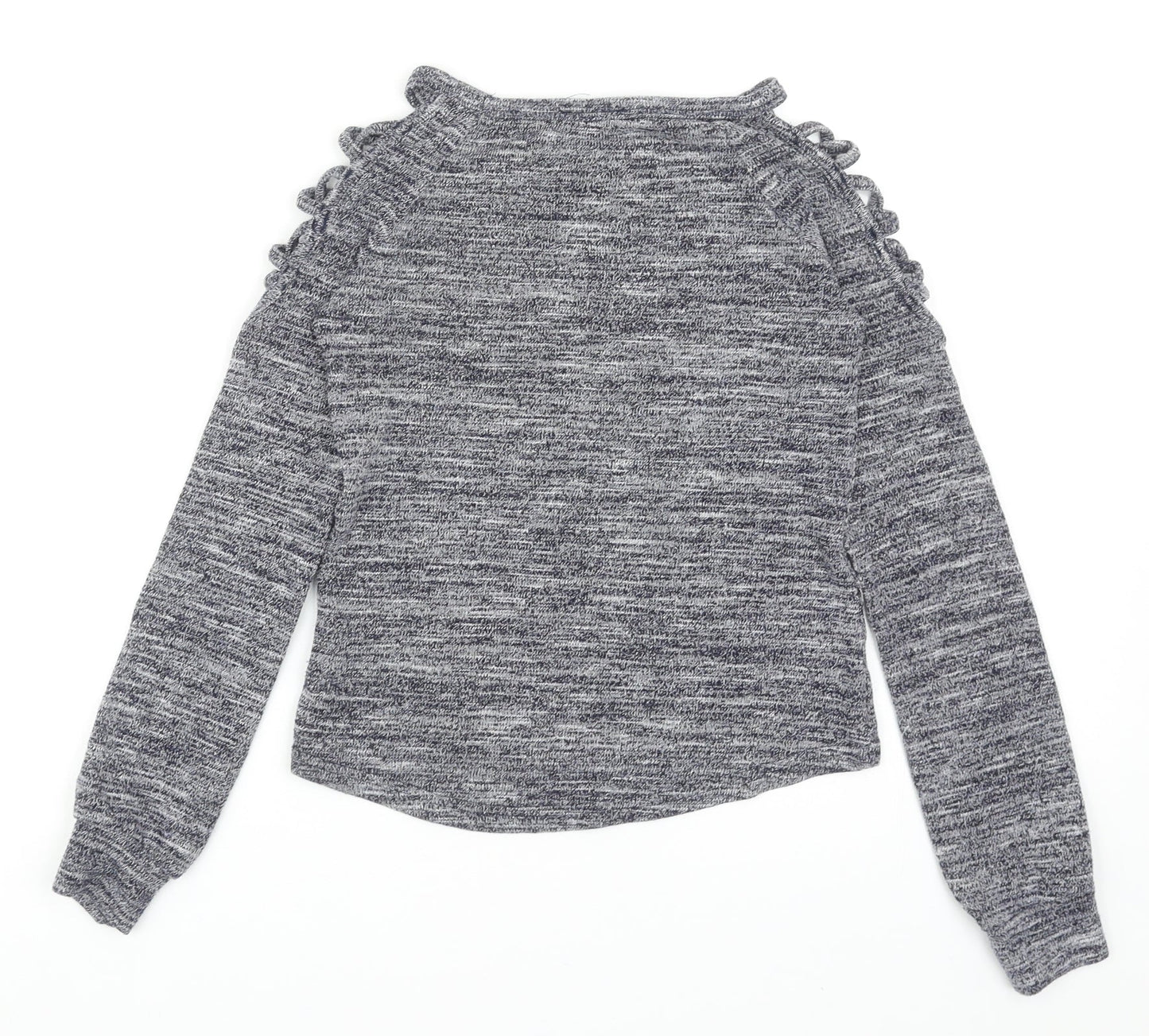 SheIn Womens Grey Boat Neck Polyester Pullover Jumper Size XS - Shoulder Detail