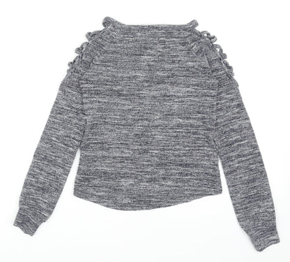 SheIn Womens Grey Boat Neck Polyester Pullover Jumper Size XS - Shoulder Detail