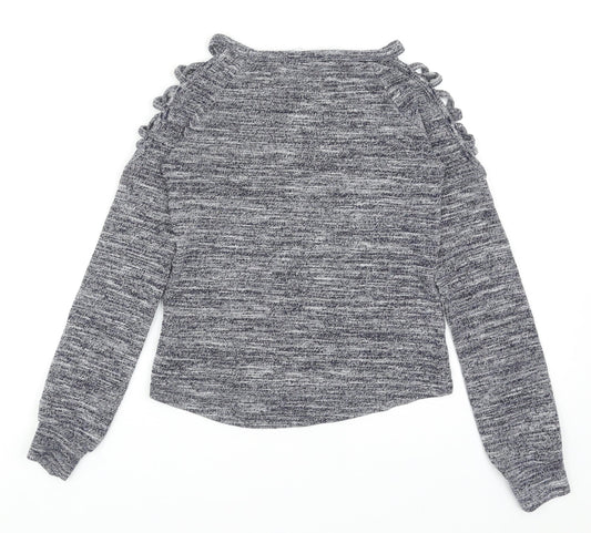 SheIn Womens Grey Boat Neck Polyester Pullover Jumper Size XS - Shoulder Detail