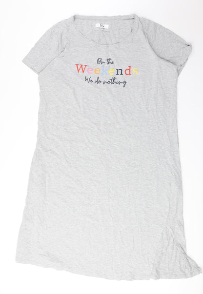 Evans Womens Grey Solid Cotton Top Nightshirt Size 14 - Slogan
